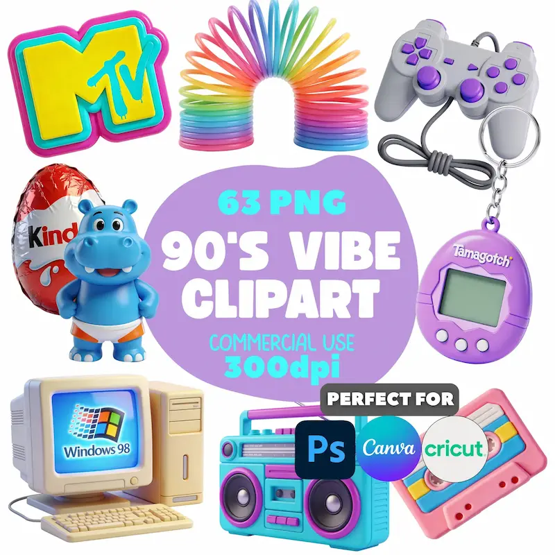 90s Vibe Clipart PNG, Retro Y2K Icons, Pixel Heart Graphics